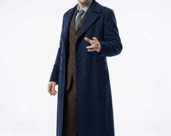 Abrigo de lana para cosplay de David Tennant, decimocuarto doctor de Doctor Who, abrigo de cosplay de la serie de televisión