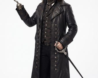 Captain Hook Once Upon a Time Killian Jones Leather Cosplay Coat - Pirate Leather Cosplay Coat