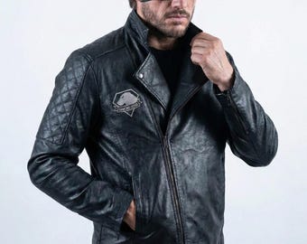 DIAMOND DOGS レザージャケット Metal Gear Solid 5 Phantom Pain Venom Snake Cosplay Jacket - MGS V