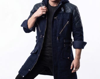 DMC 5 Nero Navy Blue Denim Coat - Devil May Cry 5 Nero Cosplay Costume