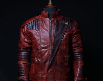 GOTG 2 Star Lord Red Leather Cosplay Jacket - Peter Quill Guardians of the Galaxy Cosplay Costume - Chris Pratt Star Lord Cosplay