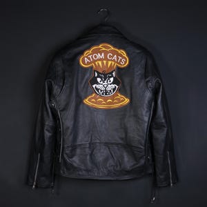 Atom Cats Embroidered Biker Jacket, Fallout 4 Inspired, Faux or Real Leather