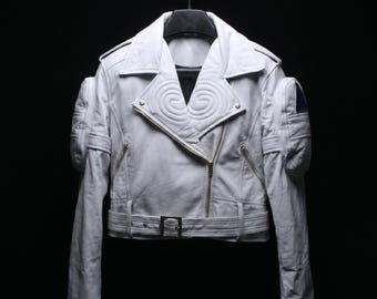 DMC5 Lady White Leather Jacket - Devil May Cry 5 Mary Ann Arkham Inspired Cosplay Jacket