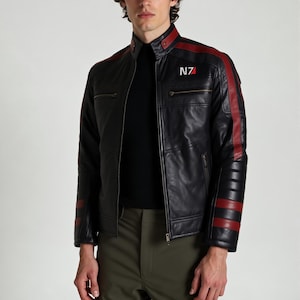 N7 Commander Shepard Cosplay Leather Jacket, Mass Effect Commander Shepard Cosplay Costume