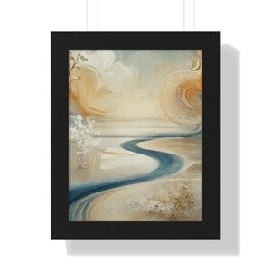 Elegantes gerahmtes vertikales Poster - ruhige Landschaftskunst für Wohnkultur, minimalistische Wandkunst, Naturdruck, Geschenkidee, modernes Kunstwerk