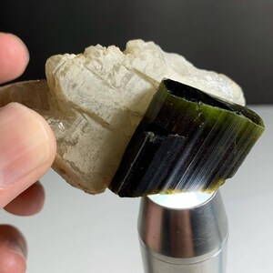 Natural Green Tourmaline Crystal with Quartz Inclusion | Green Tourmaline Crystal | Tourmaline for sale | Raw Tourmaline 62 Grams