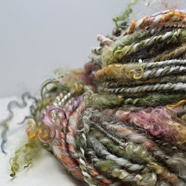 Handspun Art Yarn 2 Ply  Border Leicester Cross Wensleydale Locks Coopworth Locks 'Giverny'