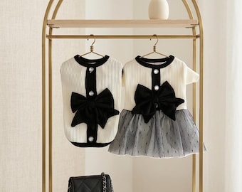 Dog School Uniform Dress, XS-XL Summer Vest with Bow Lace, Soft Cotton for Small Dogs