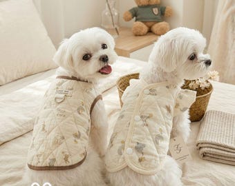 Quilted Dog Vest Small Sizes, Lightweight Floral Padded Jacket, Classic Ruffle Styles, Breathable Warm