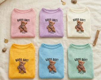 Sleeveless Waffle Knit Dog T-Shirt Vest, Cute Teddy Bear Back Print, Breathable Casual Tee for Dogs