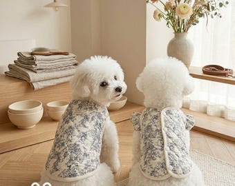 Quilted Dog Vest Small Sizes, Lightweight Floral Padded Jacket, Classic Ruffle Styles, Breathable Warm