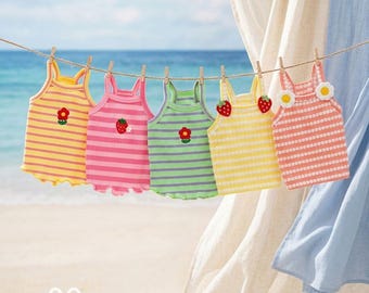 Dog & Cat Sleeveless Tank Top, Striped Summer Shirt, Breathable Stretchy Ribbed Knit, Pull-On Daily Wear