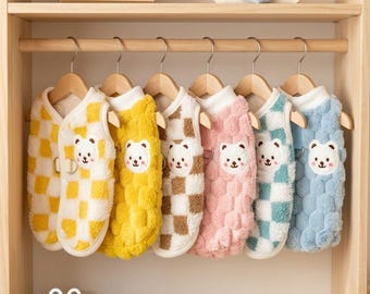 Dog Fleece Harness Vest, Plush Warm Sleeveless Winter Coat, D-Ring Leash Attach, Snap Closure for Dogs