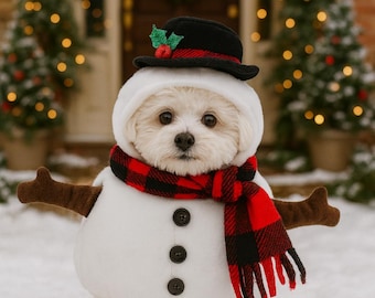 犬用クリスマスドレス、リボン付きレッドスノーフレーク衣装、小型犬用