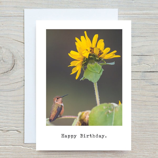 Happy Birthday hummingbird card, hummingbird card, birthday for birdwatchers, birthday for her, birthday for him, wildlife birthday card