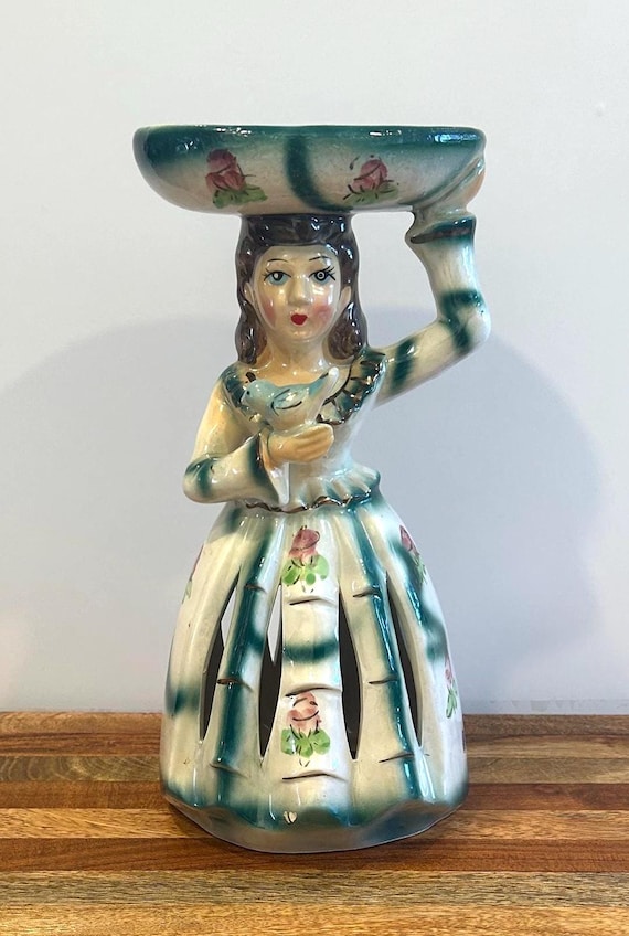 Rare Vintage Kreiss Ceramics Lady Napkin Holder With Toothpick