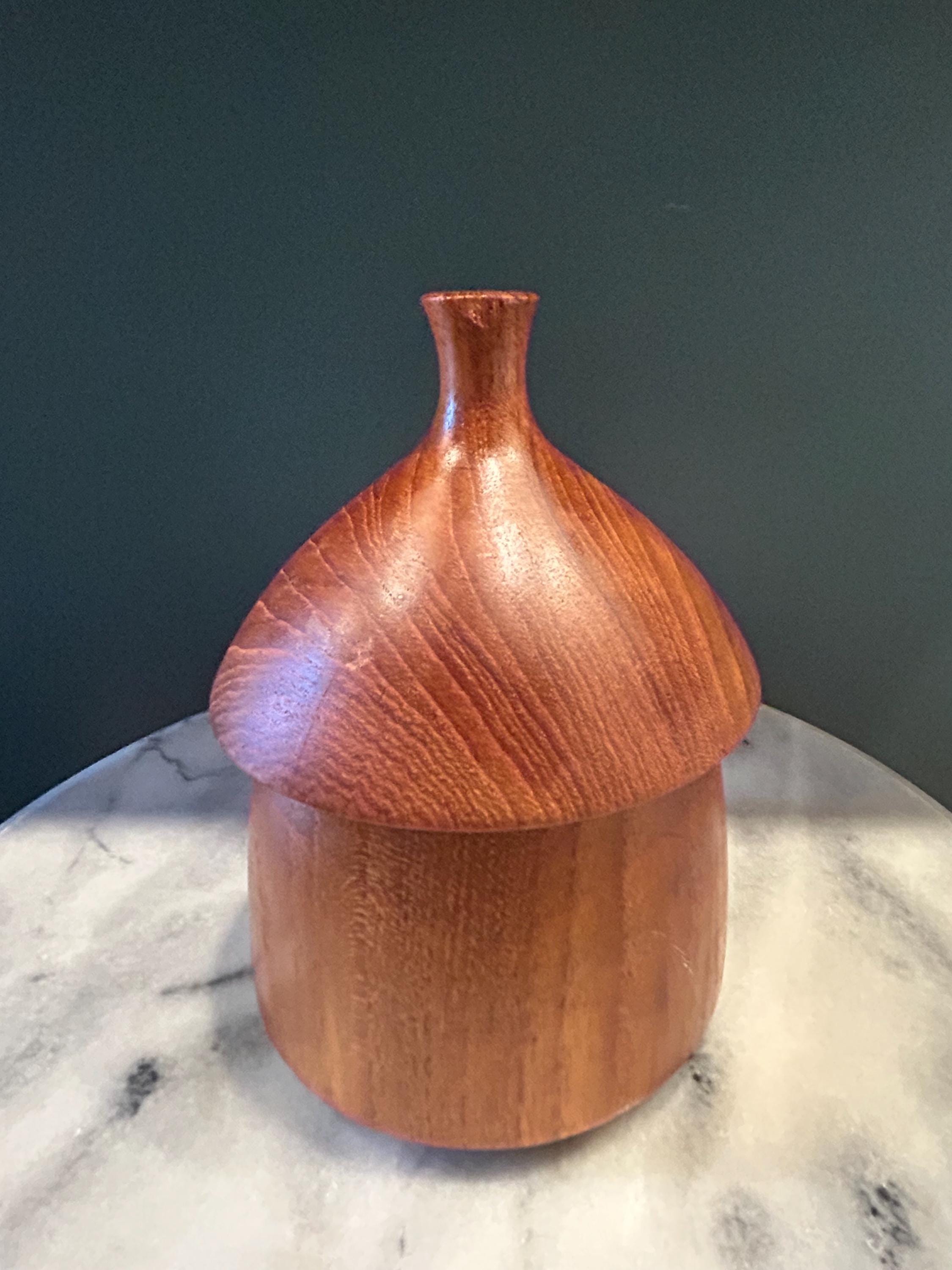 Jens Quistgaard Dansk Teak Acorn Shaped Condiment Box - 1960s/rare