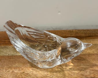 Figura de pájaro de cristal vintage Cristal d’Arques / Portavelas