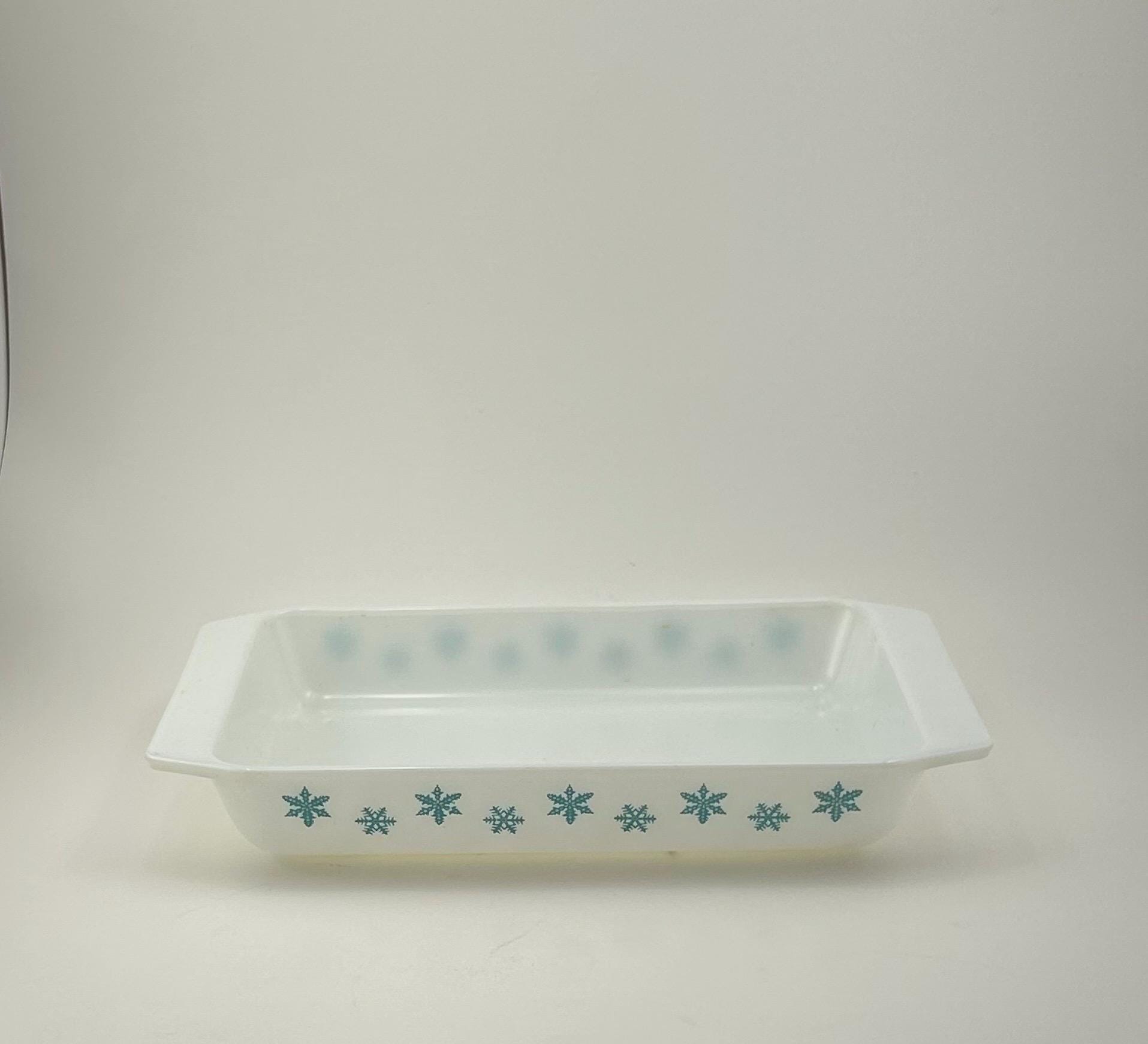 ヴィンテージ PYREX - ターコイズ スノーフレーク付きホワイト不透明