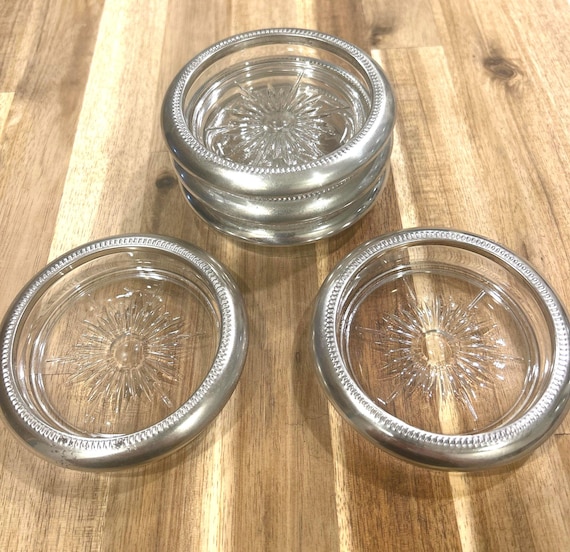 FRANK M. WHITING】 【純銀/ガラス】コースター 5個組 銀製ガラス