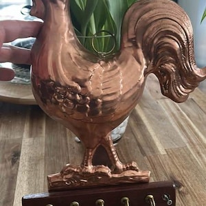 Vintage Copper and Brass Rooster/Chicken Wall Hooks, Farmhouse Decor, Rustic Wall Decor/wall hanging/wall hooks