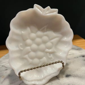 Vintage Hazel Atlas White Milk Glass Grape Design Candy Dish