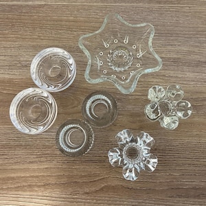 かわいい小さめ/ミニガラスキャンドルホルダー/ミニ丸型ガラスキャンドルホルダー/小さな星型ガラスキャンドルホルダー/ミニフラワーキャンドルホルダーのバリエーション
