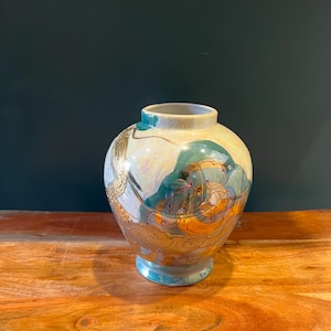 Vintage Aito China MCI Japan Hand-Painted Vase - 18K Gold Gragon Design with Iridescent Moriage Details