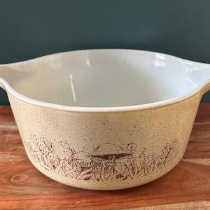 Vintage Pyrex: Forest Fancies | Vintage 1980s Magic Merry Mushroom Kitchen |  Mixing Bowl and Casserole
