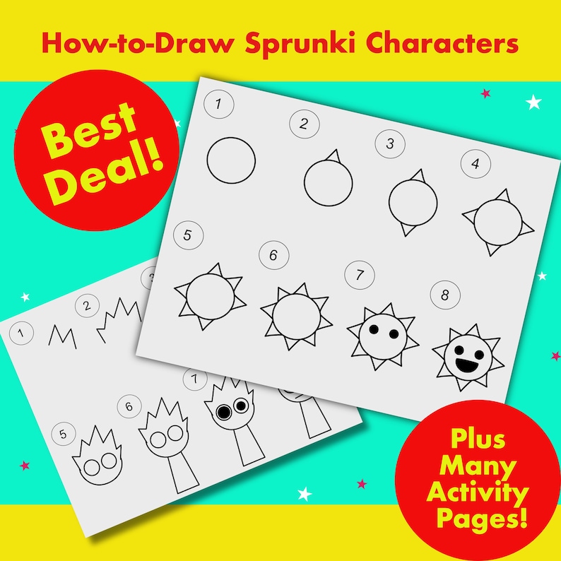 Sprunki Math Activity Page Full Activity Book: Sprunki All 20 Characters How-to-draw Pages, Plus ...