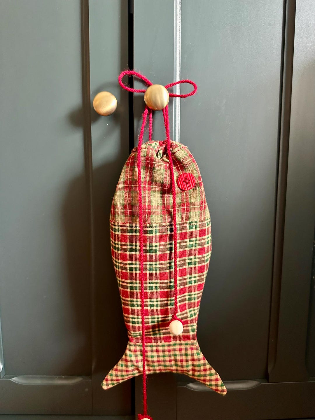 Handmade Plaid Fish Pouch: Cotton Drawstring Gift Bag - Etsy