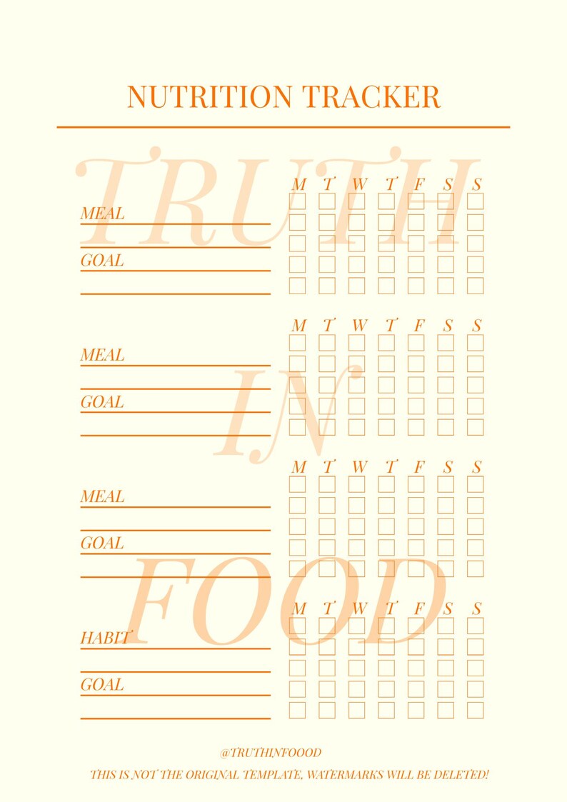 Nutrition Tracker Examples Printable Nutrition Habit Tracker | Minimalist Wellness Planner ...