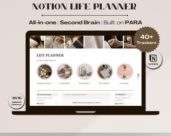 Modèle de planificateur de vie Notion Second Brain PARA Dashboard Agenda numérique 2026 tout-en-un