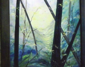 FANTASY FOREST-18 X 34 in. Sale 25percent off Original Oil  Hand Painted