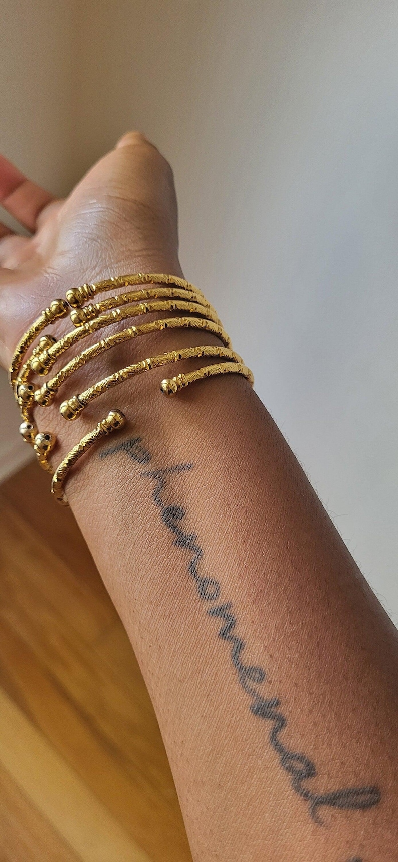 Conjunto de 6 pulseras apilables de diosa, estilo bohemio africano, ideal para el Día de la Madre. imagen 5