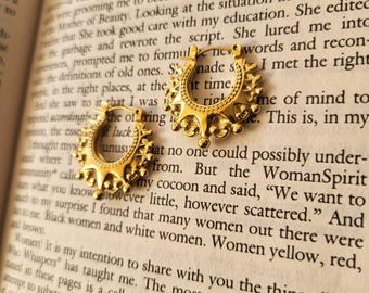 Nzinga Bohemian Goddess Hoops//18K Gold Statement Jewelry// Bohemain Earrings