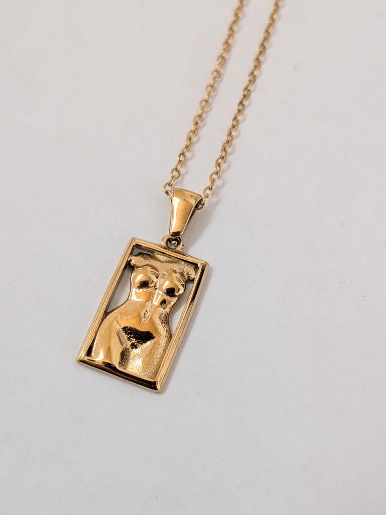 Heilige vrouwelijke kettingoorbellenset | Gouden godin silhouet sieraden| Goddelijk vrouwelijk cadeau afbeelding 2