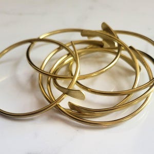 Raw African Brass Bangles, Stackable Bracelets, Boho Statement Bangles image 4