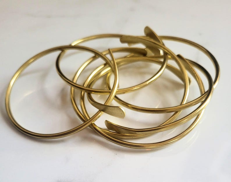 Raw African Brass Bangles, Stackable Bracelets, Boho Statement Bangles image 4