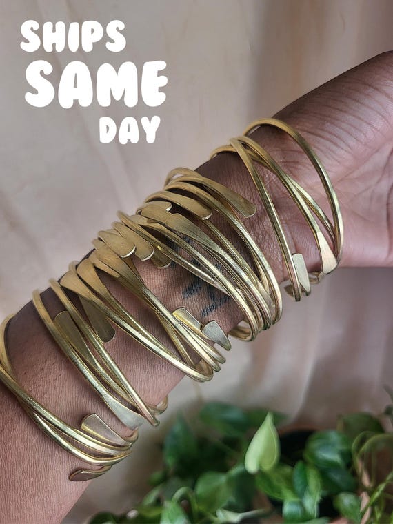 Raw African Brass Bangles, Stackable Bracelets, Boho Statement Bangles