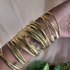 Raw African Brass Bangles, Stackable Bracelets, Boho Statement Bangles image 5