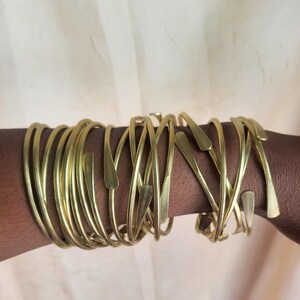 Raw African Brass Bangles, Stackable Bracelets, Boho Statement Bangles image 2