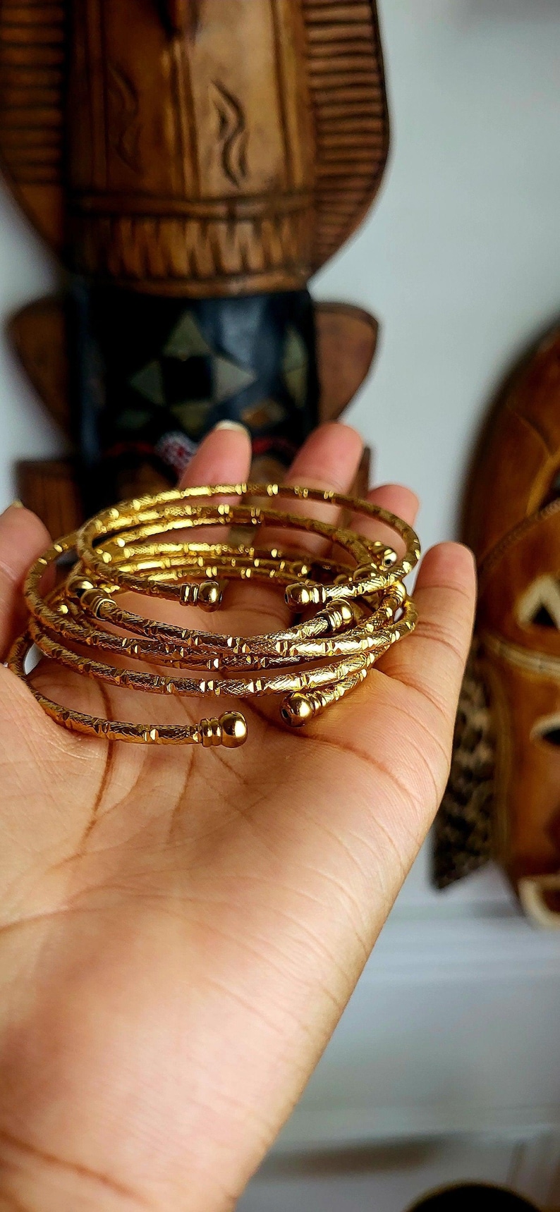 Conjunto de 6 pulseras apilables de diosa, estilo bohemio africano, ideal para el Día de la Madre. imagen 4