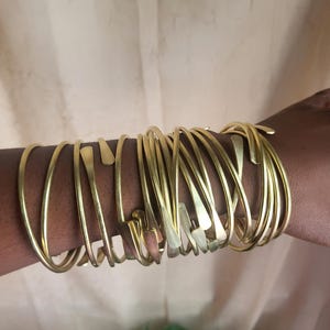 Raw African Brass Bangles, Stackable Bracelets, Boho Statement Bangles image 6