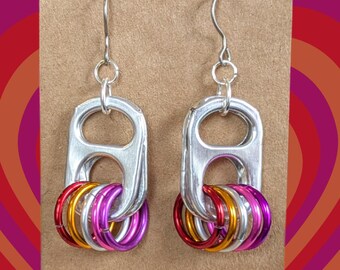 Lesbian Pride Upcycled Can Tab Earrings