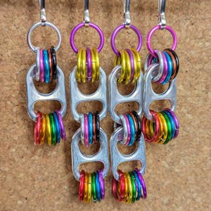LGBTQ+ Progress Pride Flag Upcycled Can Tab Keychain / Bag Charm