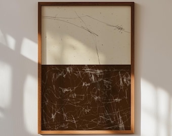 Brown and beige minimalist abstract art, brown scribble art print, scandinavian wall art, wabi sabi wall art, neutral minimal digital print