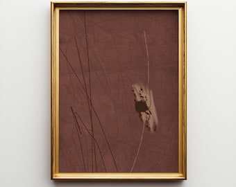 Burgunderroter abstrakter Druck, dunkle minimalistische digitale Kunst, launige und elegante druckbare Kunst, herunterladbare braune abstrakte Kunst