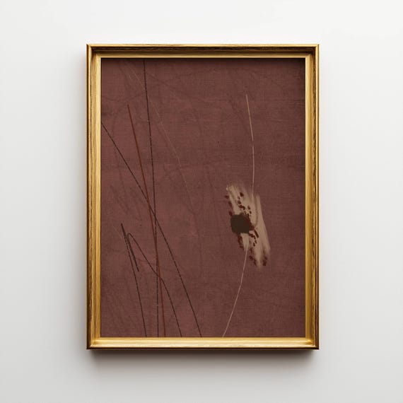 Burgundy abstract print, dark minimalist digital art, moody and elegant printable art, downloadable brown abstract print