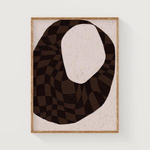 Brown and beige checkered abstract art, geometric abstract print, scandinavian wall art, neutral minimal digital print, modern printable art